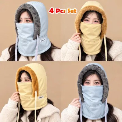 Family Combo 4 Pcs- Set Winter Thick Warm Windproof Hat with Ear Flaps
