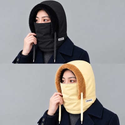 2 Pcs- Set Black and Ash Color Winter Thick Warm Windproof Hat with Ear Flaps